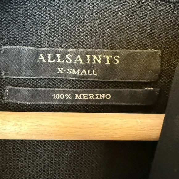 All Saints Drina V-Neck Merino Wool Long Sweater Mini Dress XS - Picture 7 of 10